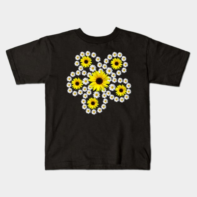 daisies sunflower blooms blossom floral daisy pattern Kids T-Shirt by rh_naturestyles